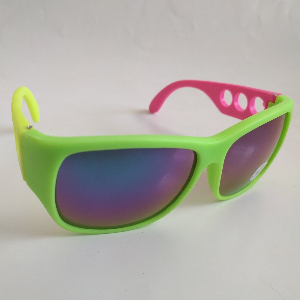 Vintage Rubber Neon 3 holes frame sunglasses - Picture 2 of 3